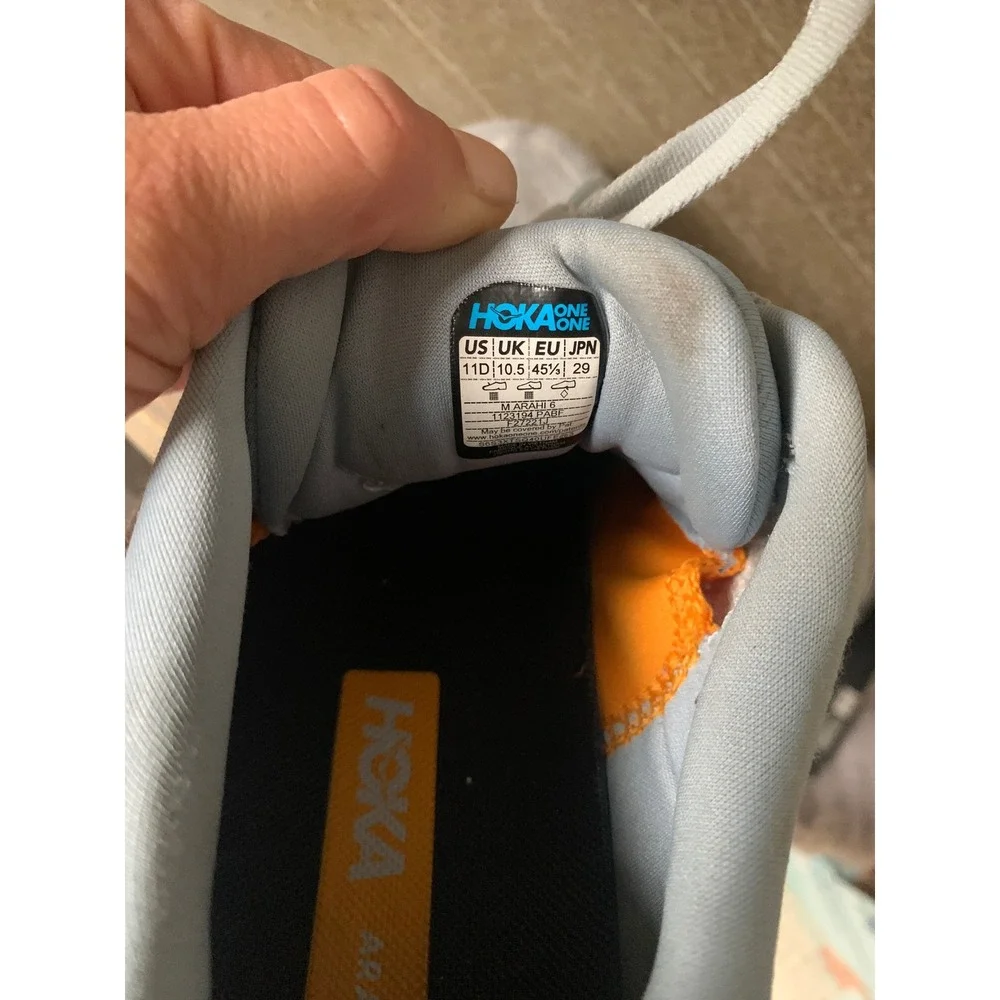 Hoka One One Arahi 6 Mens 11 Plein Air Blue Fog Orange Running Shoes 1123194